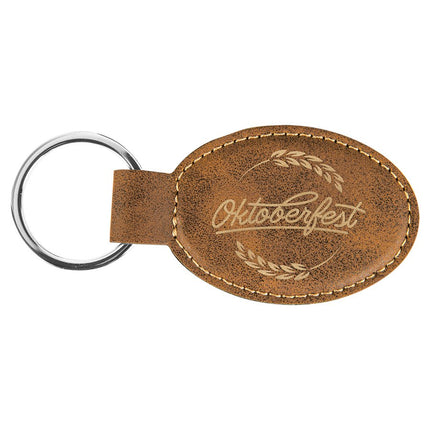 Personalized Leatherette Oval Keychain