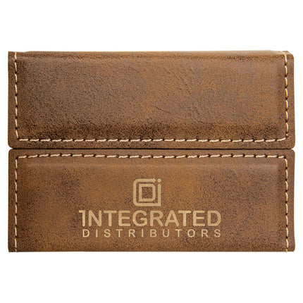 3 3/4" x 2 3/4" Laserable Leatherette Hard Business Card Holder