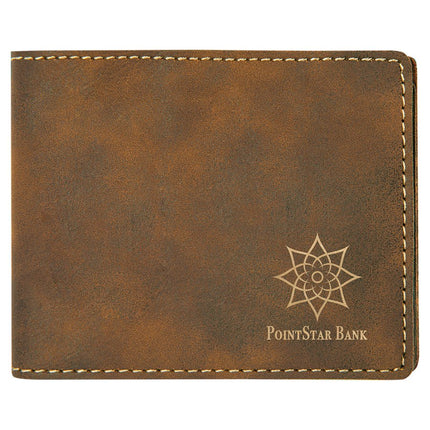 4 1/2" x 3 1/2" Laserable Leatherette Bifold Wallet