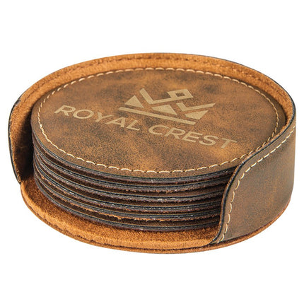 Personalized Round Leatherette 6-Coaster Set (4")