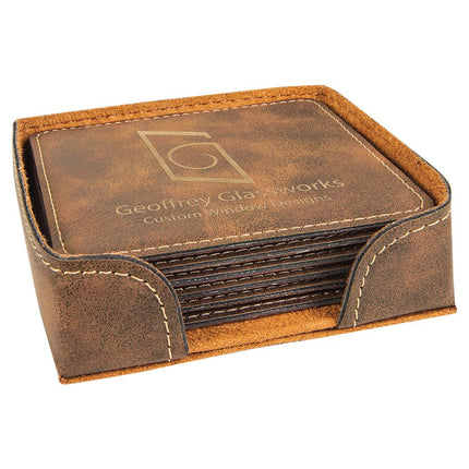 Personalized Square Leatherette 6-Coaster Set (4" x 4")