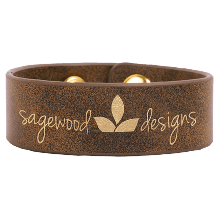 9 1/2" x 1" Laserable Leatherette Cuff Bracelet