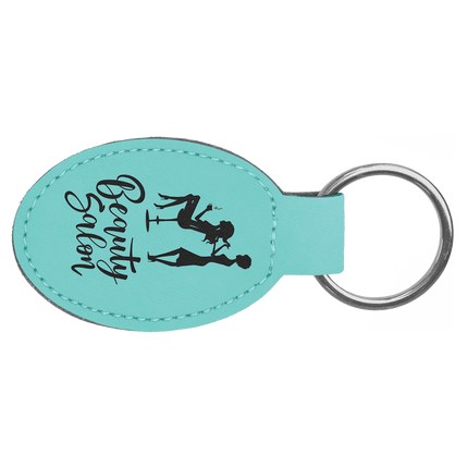 Personalized Leatherette Oval Keychain