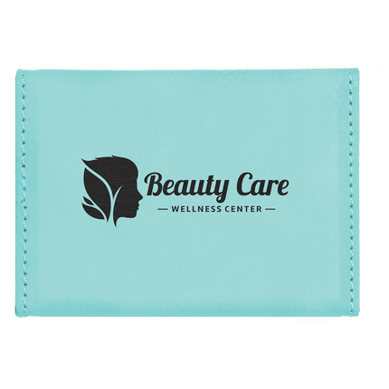 3 3/4" x 2 3/4" Laserable Leatherette Hard Business Card Holder