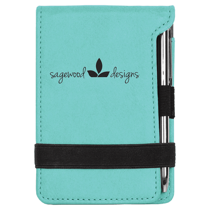 3 1/4" x 4 3/4" Laserable Leatherette Mini Notepad with Pen