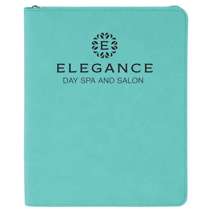 9 1/2" x 12" w/ Zipper Laserable Leatherette Portfolio with Notepad