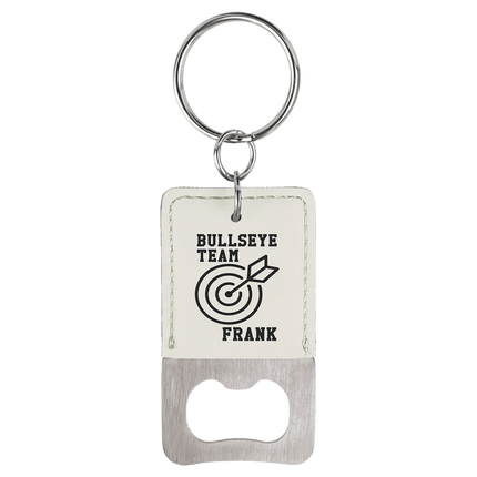 Rectangle Laserable Leatherette Bottle Opener Keychain