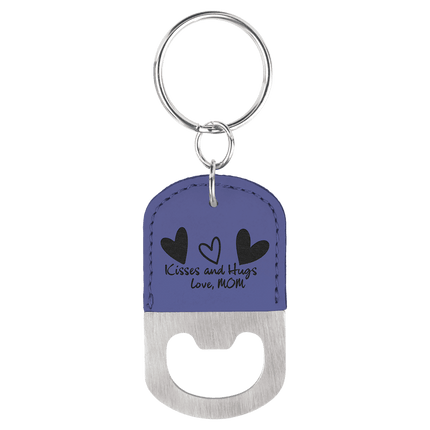 Oval Laserable Leatherette Bottle Opener Keychain