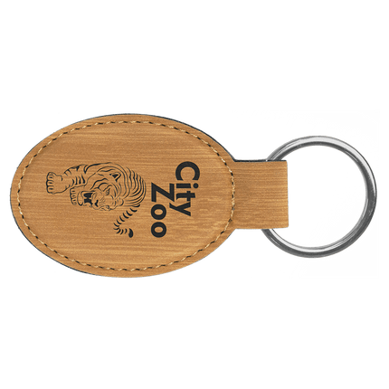 Personalized Leatherette Oval Keychain