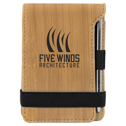 3 1/4" x 4 3/4" Laserable Leatherette Mini Notepad with Pen