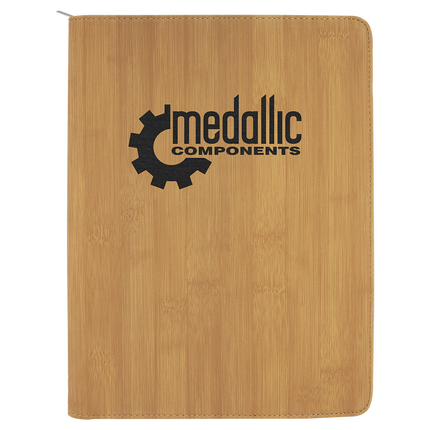 9 1/2" x 12" w/ Zipper Laserable Leatherette Portfolio with Notepad