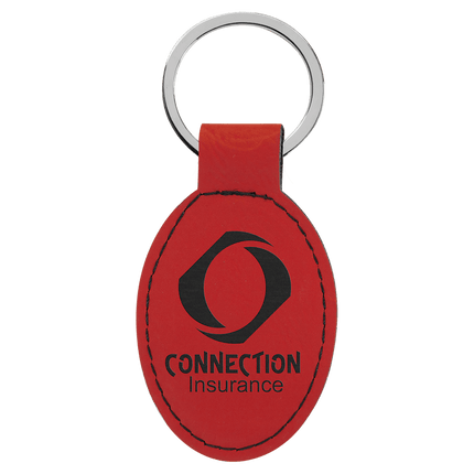 Personalized Leatherette Oval Keychain