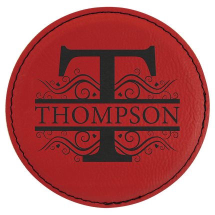 Personalized Round Leatherette 6-Coaster Set (4")