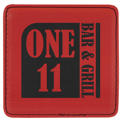 Personalized Square Leatherette 6-Coaster Set (4" x 4")