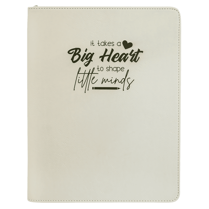 9 1/2" x 12" w/ Zipper Laserable Leatherette Portfolio with Notepad