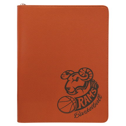 9 1/2" x 12" w/ Zipper Laserable Leatherette Portfolio with Notepad
