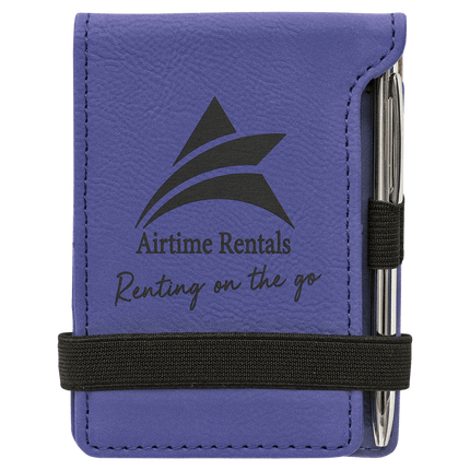 3 1/4" x 4 3/4" Laserable Leatherette Mini Notepad with Pen
