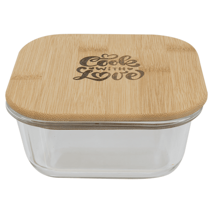18 oz. Square Glass Container with Bamboo Lid