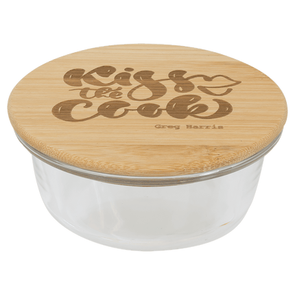 13 oz. Round Glass Container with Bamboo Lid