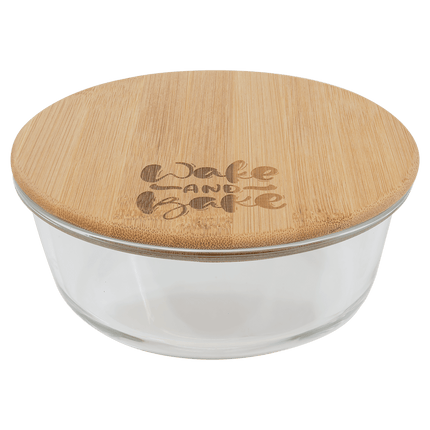 32 oz. Round Glass Container with Bamboo Lid