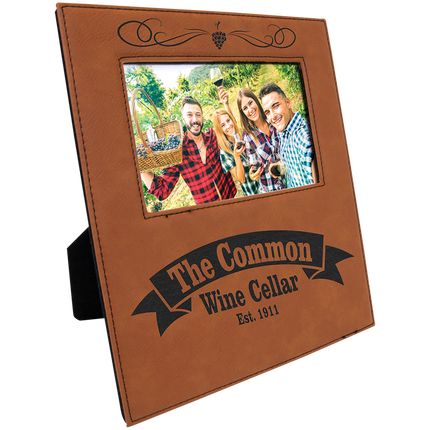 4" x 6" Leatherette Photo Frame with 4 1/4" x 7 7/8" Engraving Area