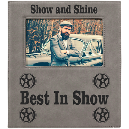 4" x 6" Leatherette Photo Frame with 4 1/4" x 7 7/8" Engraving Area