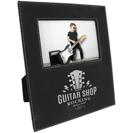 4" x 6" Leatherette Photo Frame with 4 1/4" x 7 7/8" Engraving Area
