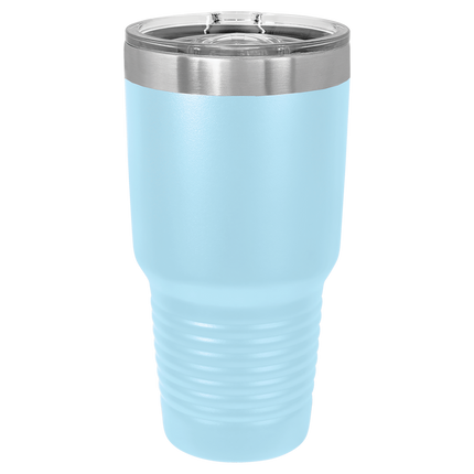 Light Blue 30oz Polar Camel tumbler with sliding lid and laser-engraved name