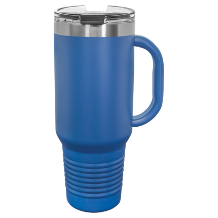 40oz Polar Camel travel mug in Royal Blue with handle and sliding lid