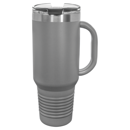 40oz Polar Camel travel mug in Dark Grey with handle and sliding lid