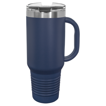 40oz Polar Camel travel mug in Navy with handle and sliding lid