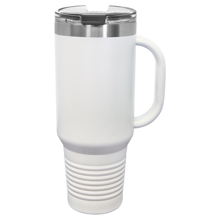 40oz Polar Camel travel mug in White with handle and sliding lid