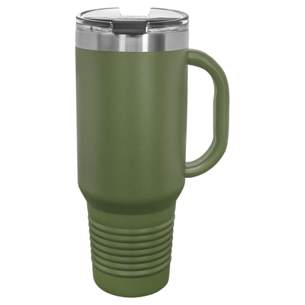 40oz Polar Camel travel mug in Olive Green with handle and sliding lid