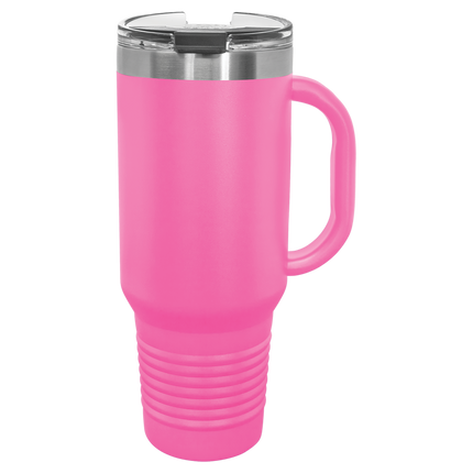 40oz Polar Camel travel mug in Pink with handle and sliding lid 