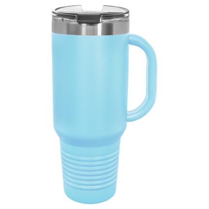 40oz Polar Camel travel mug in Light Blue with handle and sliding lid