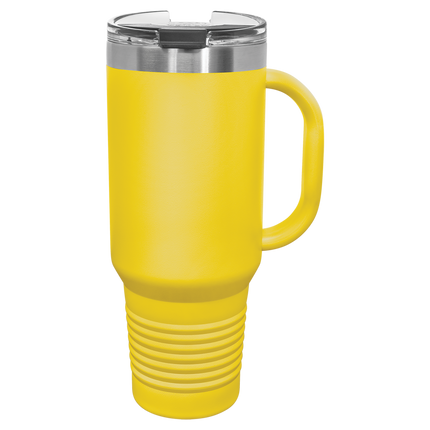 40oz Polar Camel travel mug in Yellow with handle and sliding lid