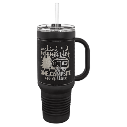 Personalized Polar Camel 40 oz. Leatherette Travel Mug with Handle & Straw