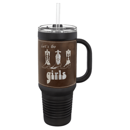 Personalized Polar Camel 40 oz. Leatherette Travel Mug with Handle & Straw