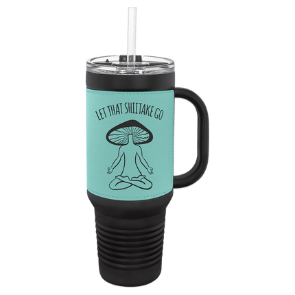 Personalized Polar Camel 40 oz. Leatherette Travel Mug with Handle & Straw