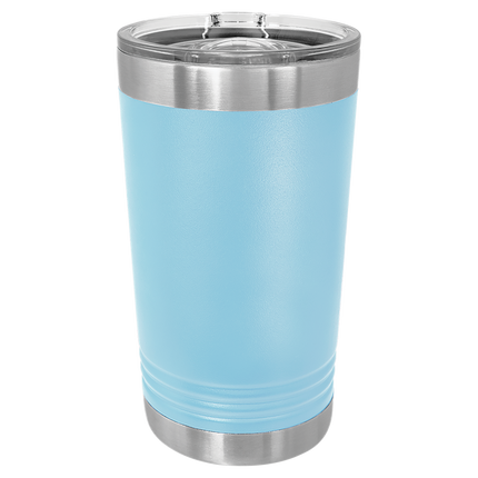 16oz Polar Camel pint tumbler in Light Blue with custom engraving