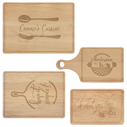 Personalized Maple Cutting Board with Juice Groove – Custom Engraved Charcuterie Board, Multiple Sizes