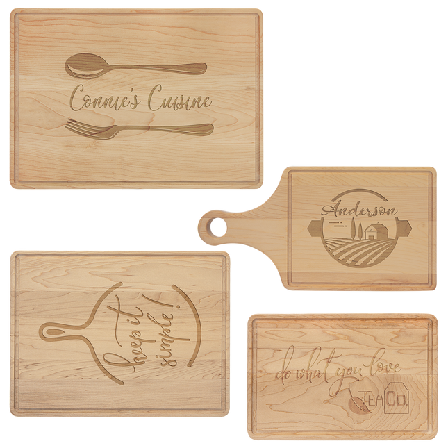 Personalized Maple Cutting Board with Juice Groove – Custom Engraved Charcuterie Board, Multiple Sizes