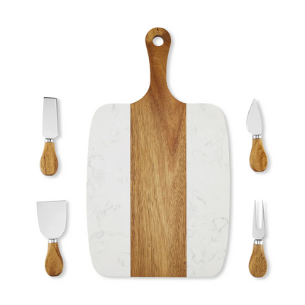 Marble Handle Serving Board — 5-Piece Set (15.5″ × 9″)