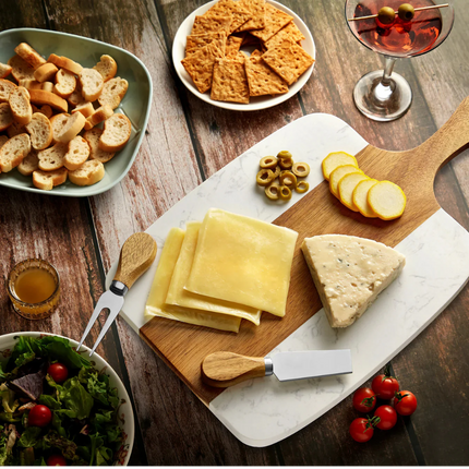 Marble Handle Serving Board — 5-Piece Set (15.5″ × 9″)