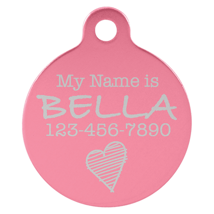 1" Laserable Anodized Aluminum Round Pet Tag with Tab