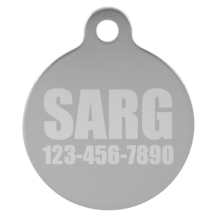 1" Laserable Anodized Aluminum Round Pet Tag with Tab