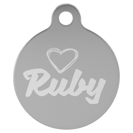 1 1/4" Laserable Anodized Aluminum Round Pet Tag with Tab