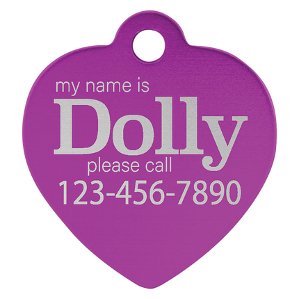 1" x 1" Laserable Anodized Aluminum Heart Pet Tag
