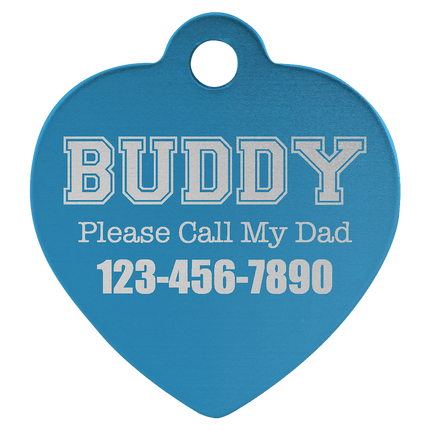 1 1/4" x 1 1/4" Laserable Anodized Aluminum Heart Pet Tag