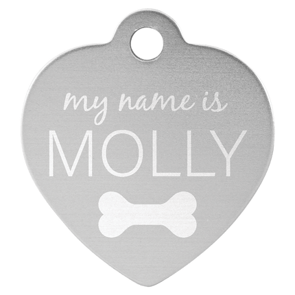 1 1/4" x 1 1/4" Laserable Anodized Aluminum Heart Pet Tag